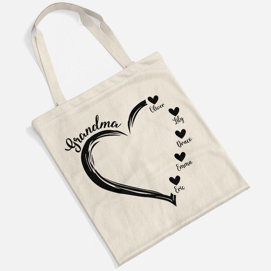 Personalised Mummy's/Nanny's Heart Tote Bag