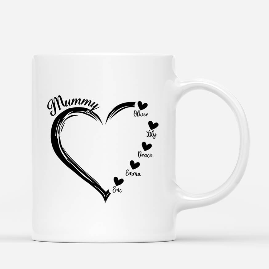 Personalised Mummy/Grandma's Heart Mug