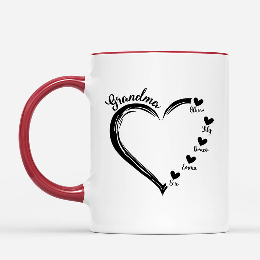 Personalised Mummy/Grandma's Heart Mug