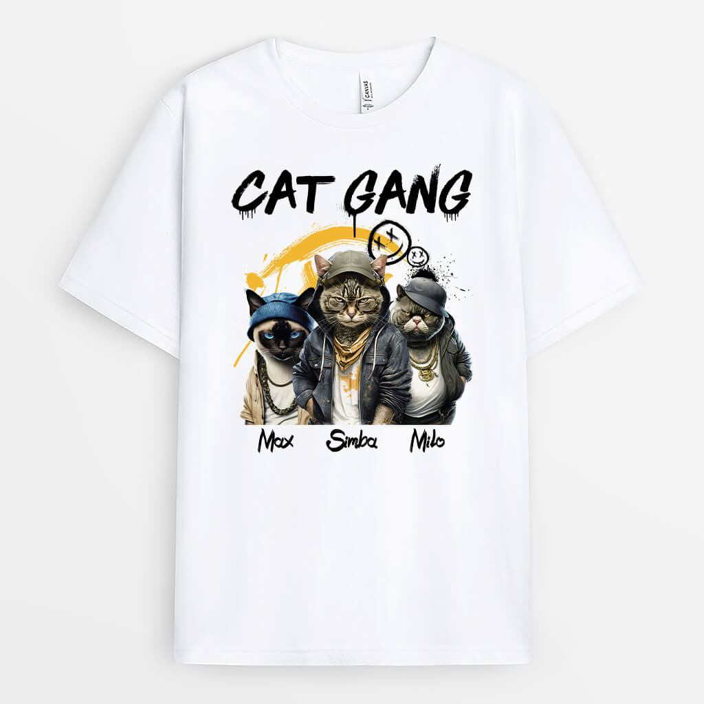 Personalised Cat Gang Hiphop Style T-Shirt