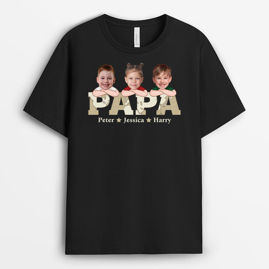 Personalsied Papa And His Kids T-Shirt