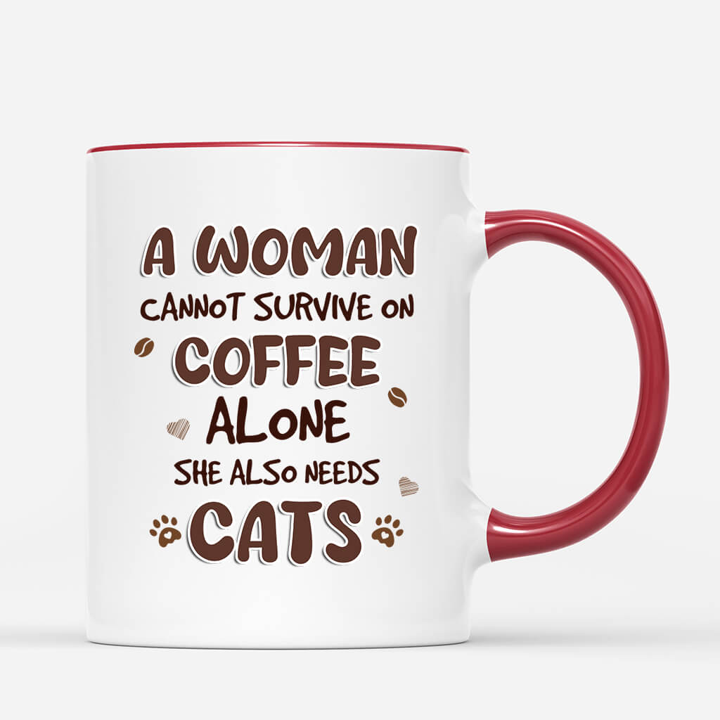 1723MUK3 personalised a woman cannot survive alone cat mug