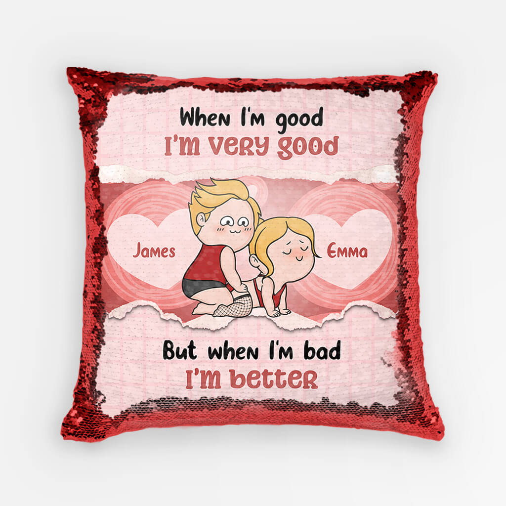 Personalised I'm Very Good Sequin Pillow