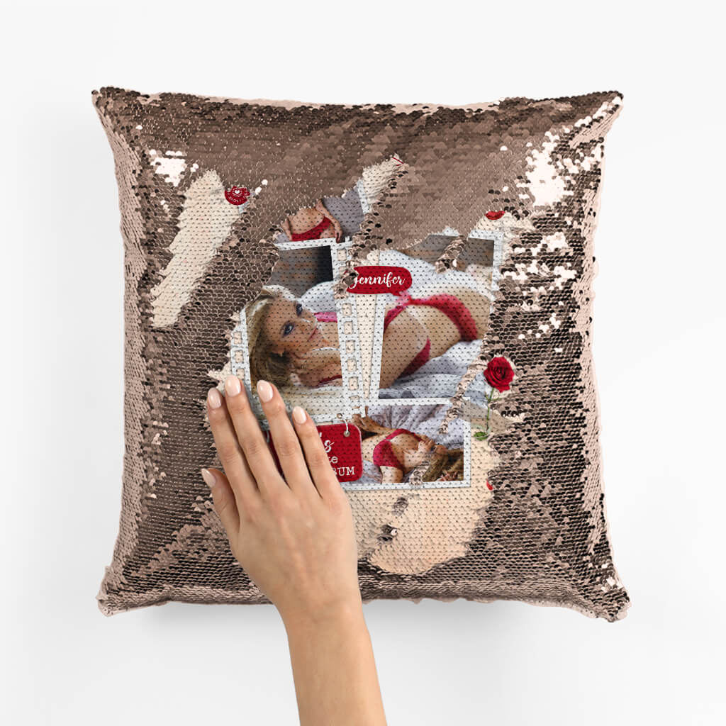 Personalised Name's Most Favourite Photo Album Sequin Pillow