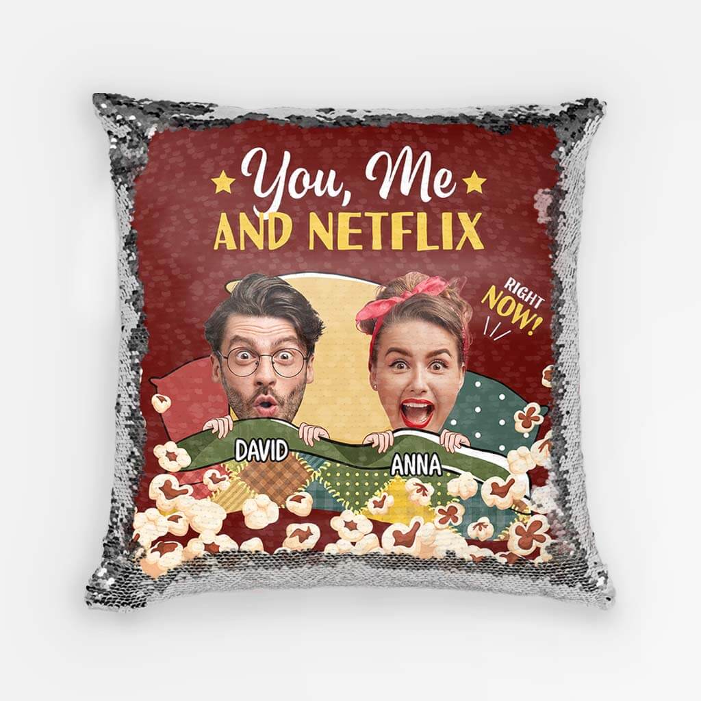 Personalised Only You, Me And Netflix Sequin Pillow
