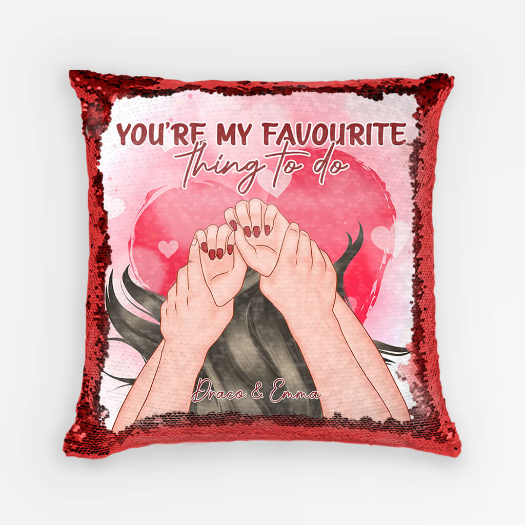 Personalised My Favorite Thing To Do Sequin Pillow