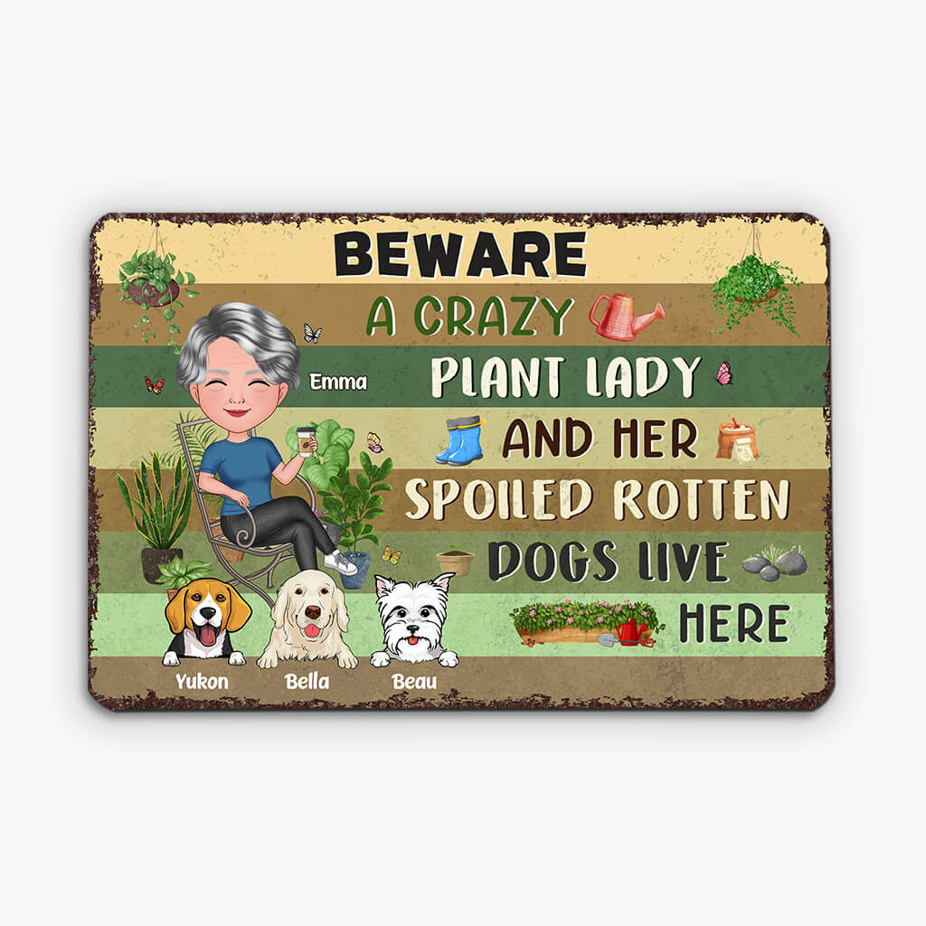 Personalised Her Spoiled Rotten Dogs Live Here Metal Sign