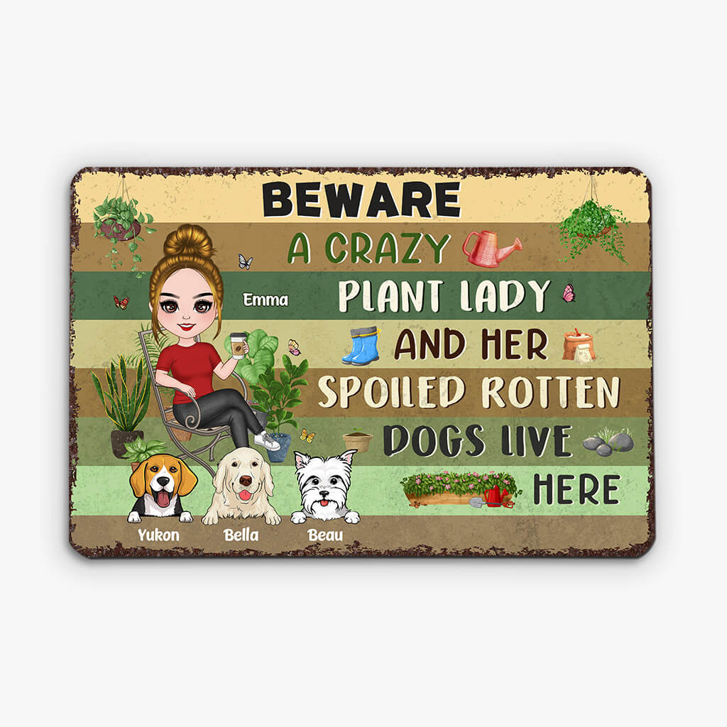 Personalised Her Spoiled Rotten Dogs Live Here Metal Sign