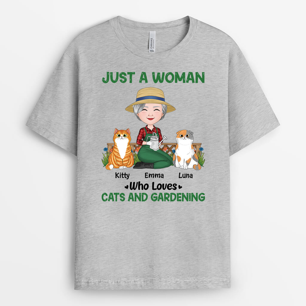 Personalised Just A Woman, Who Loves Cats T-Shirt