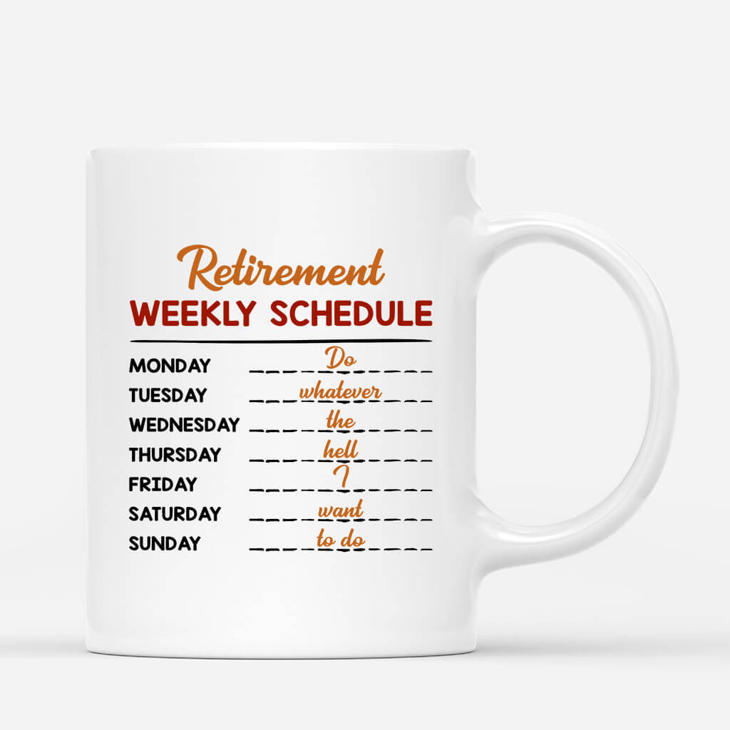 1862MUK3 personalised retirement weekly schedule mug