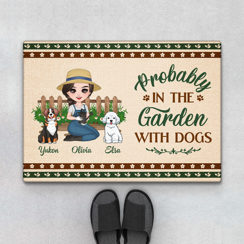 Personalised In The Garden With Dogs Doormat