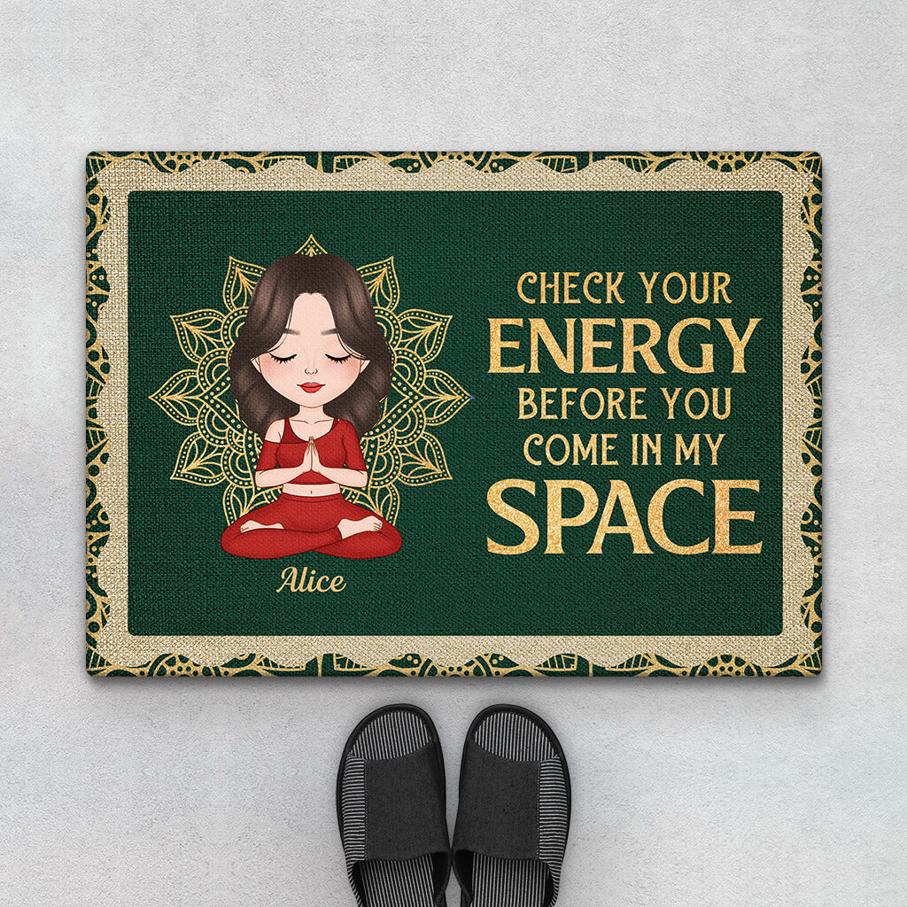 Personalised Check Your Energy Before You Come In My Space Doormat