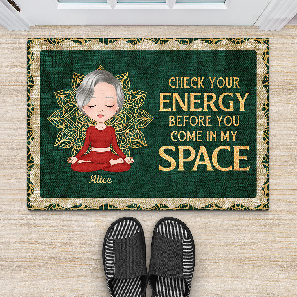 Personalised Check Your Energy Before You Come In My Space Doormat