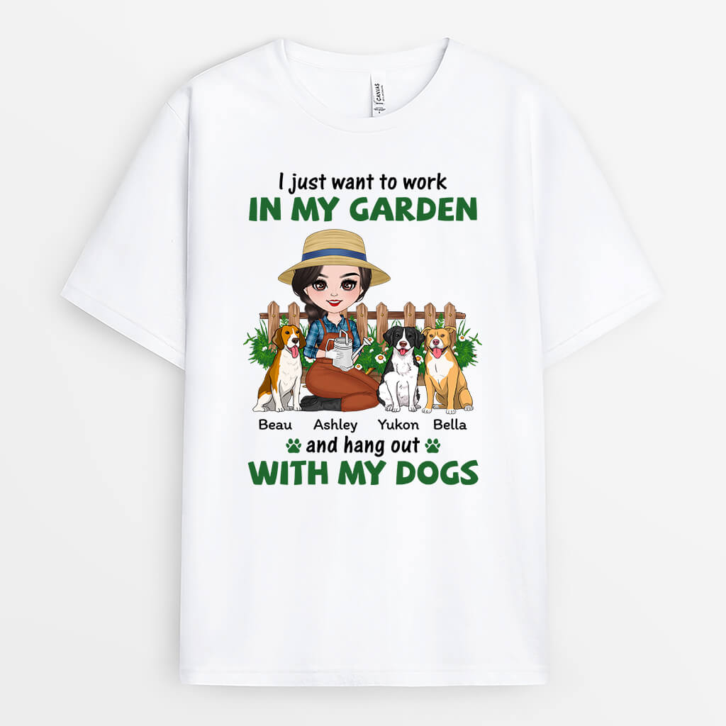 1885AUK1 personalised just want to work in my garden t shirt