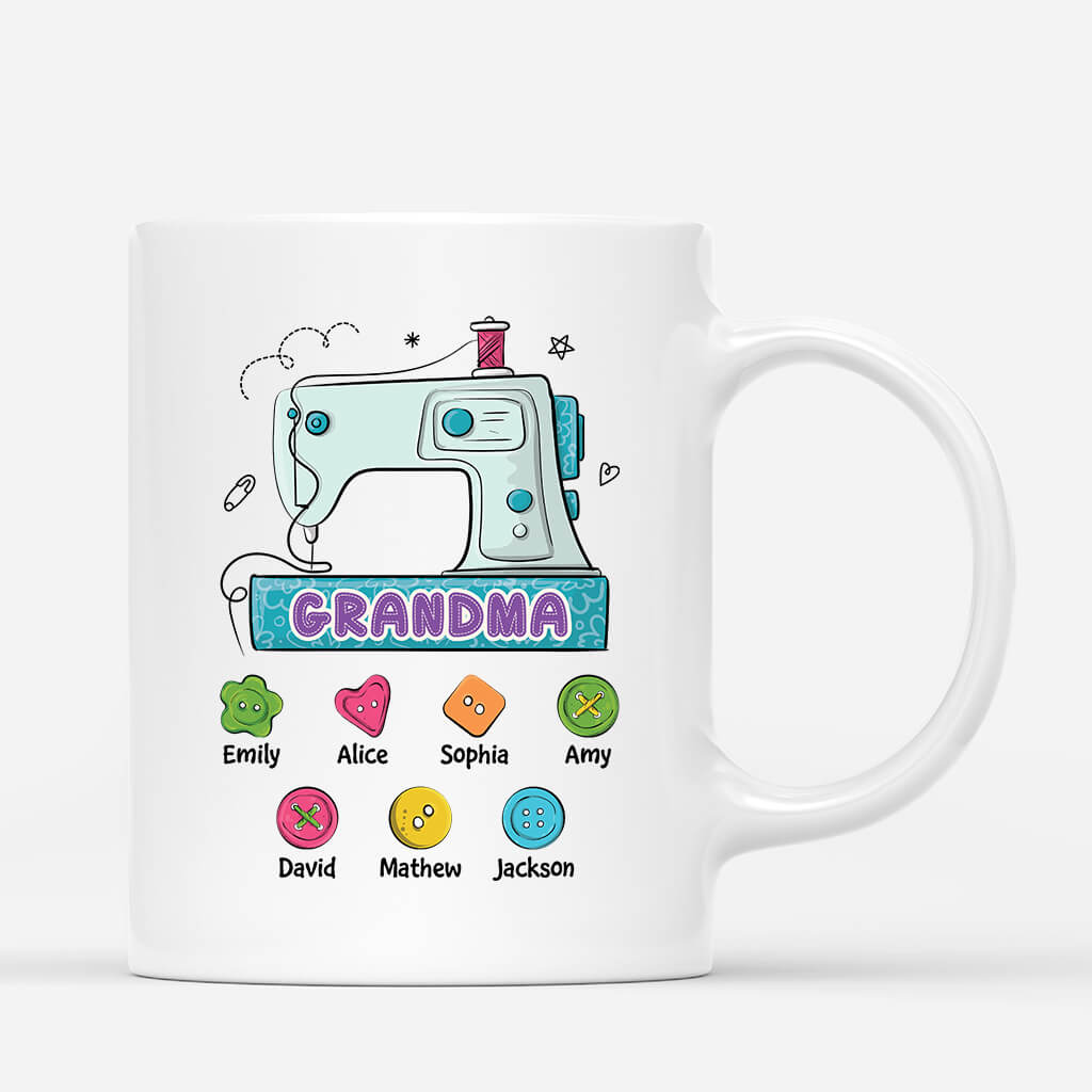 Personalised Grandma Loves Sewing Mug