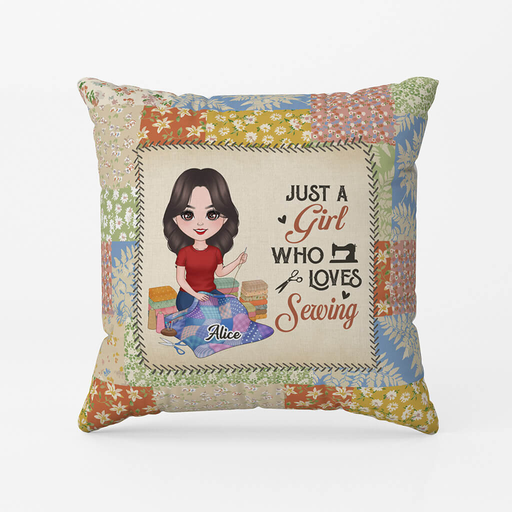 Personalised Just A Woman Who Loves Sewing Pillow