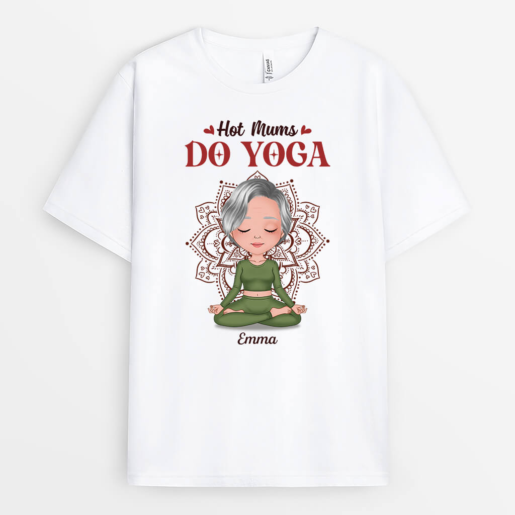 Personalised Hot Mums Do Yoga T-Shirt