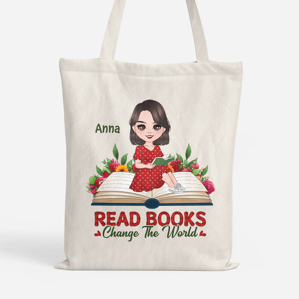 Personalised Read Book Change The World Tote Bag