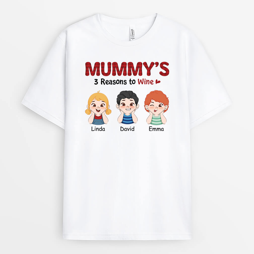 Personalised Mummy's Reasons To Wine T-Shirt