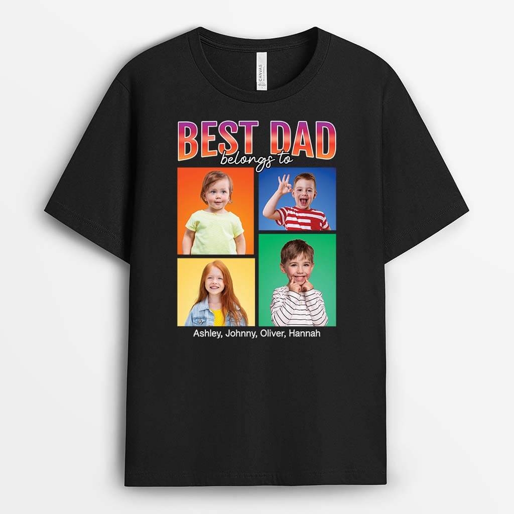 Personalised Best Dad Belongs To T-Shirt