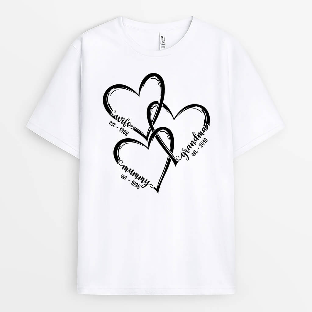 Personalised Mum/Wife/Grandma With Heart T-shirt