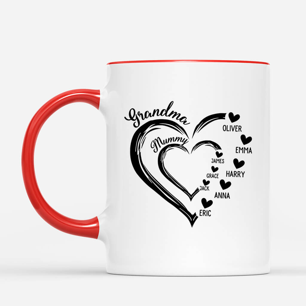 1969MUK2 personalised mum and grandma in heart shape mug_82a1027a ccdb 4c69 be33 55968b381728