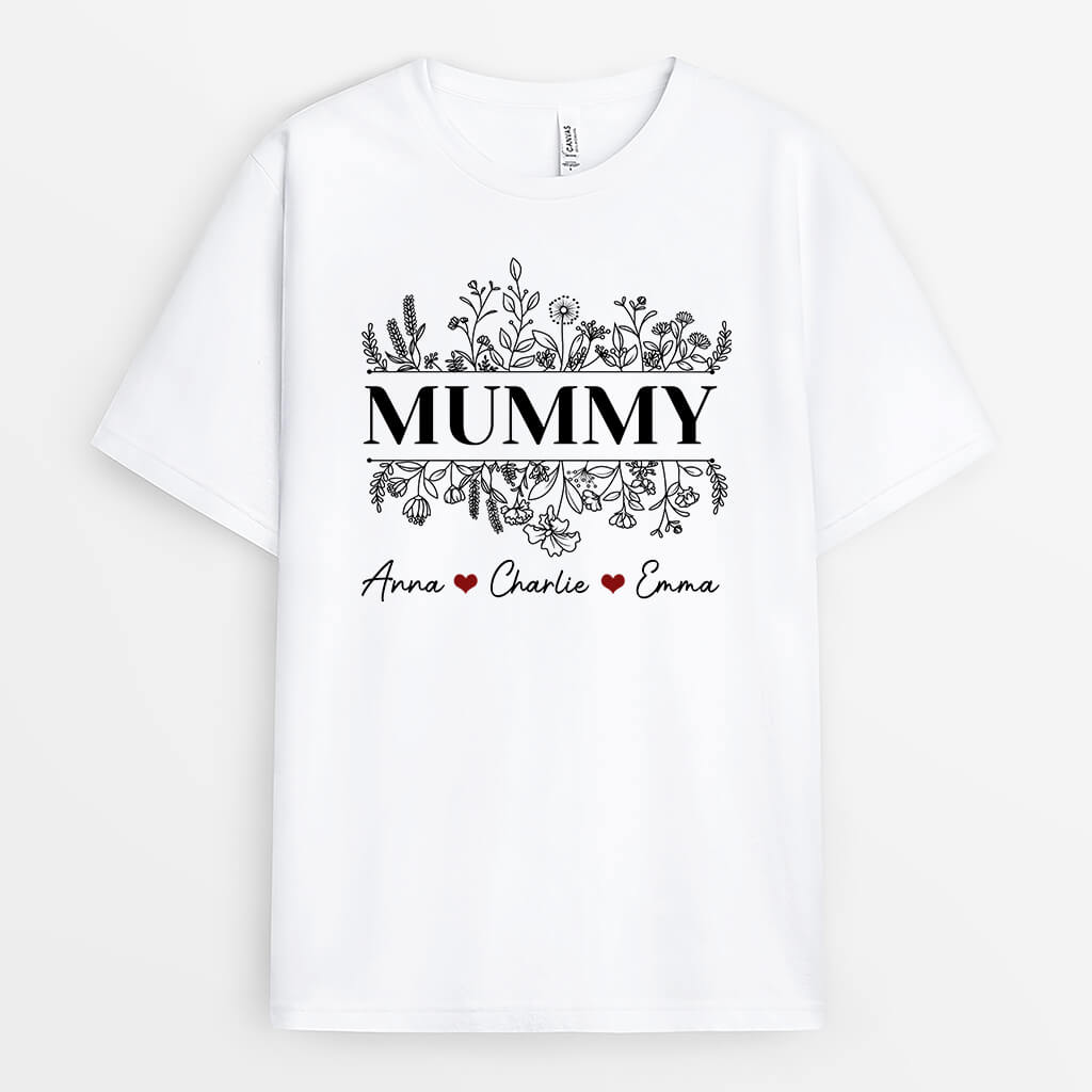 Personalised Mummy With Flowers T-Shirt