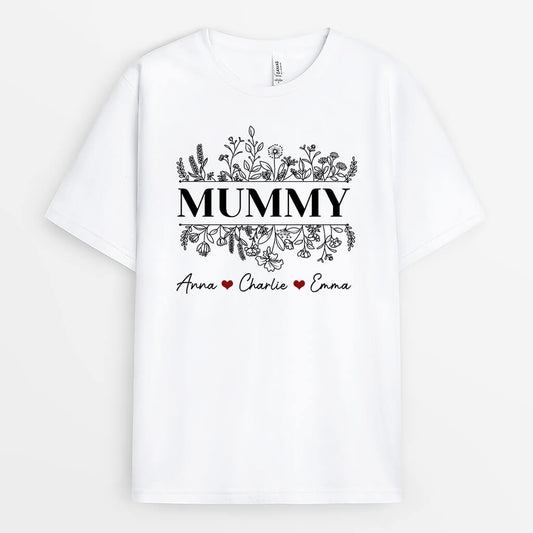 1977AUK1 personalised mum with flowers t shirt_70fb718b 7b7f 4d44 ab64 efb65a9fc26a