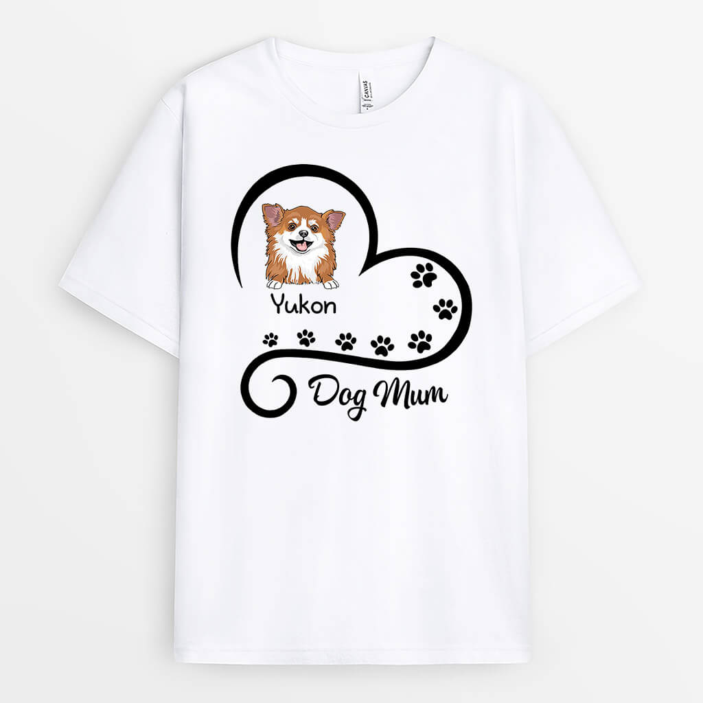 Personalised Heart Dog Mum T-Shirt
