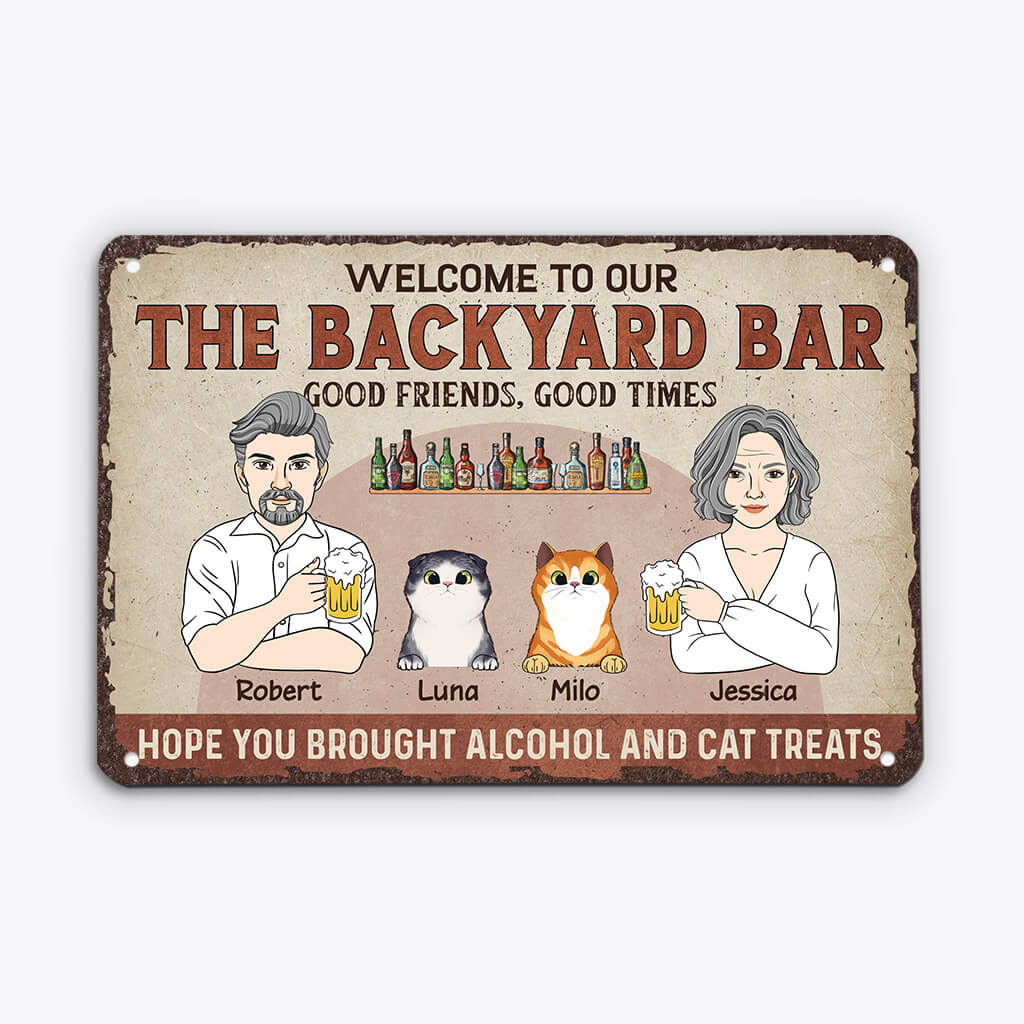 Personalised Hope You Brought Alcohol And Cat Treats Metal Sign