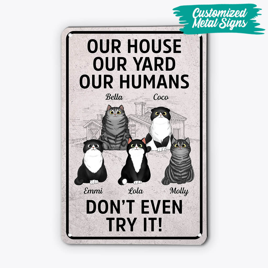 Personalised Don't Even Try It Cats Version Metal Sign