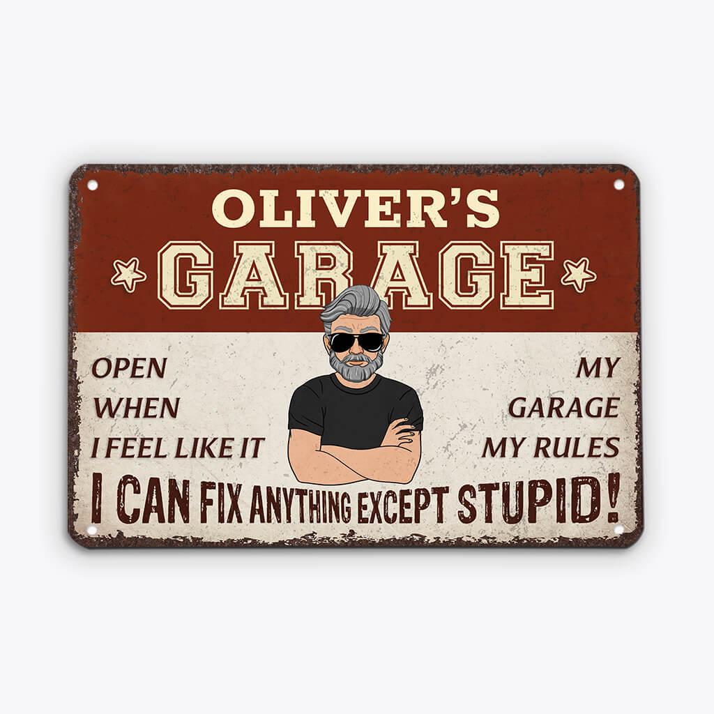 Personalised My Garage My Rules Metal Sign