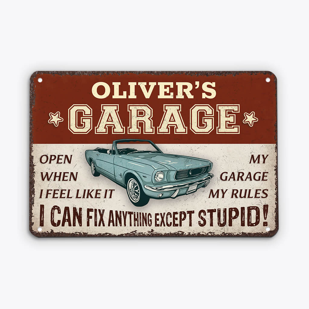 Personalised My Garage My Rules Metal Sign