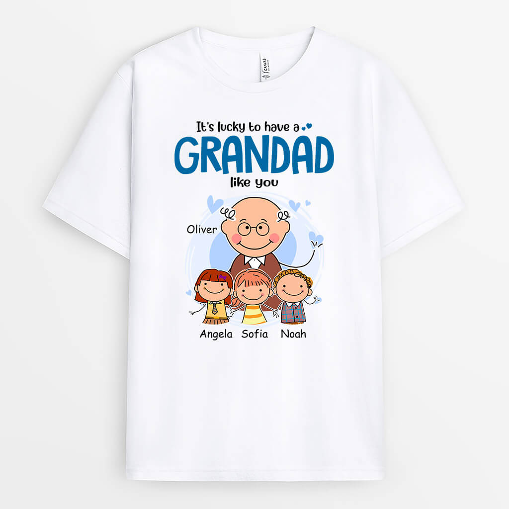 Personalised It's Lucky To Have A Grandpa Like You T-shirt