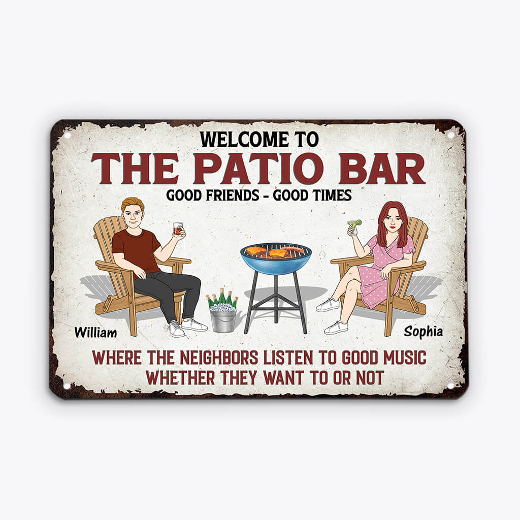 2005EUK2 personalized welcome to our patio bar metal sign