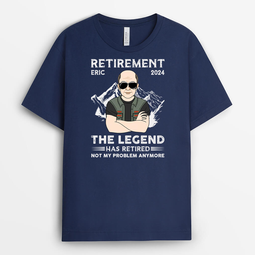 2038AUK2 personalised retirement  the legend has retired from company t shirt