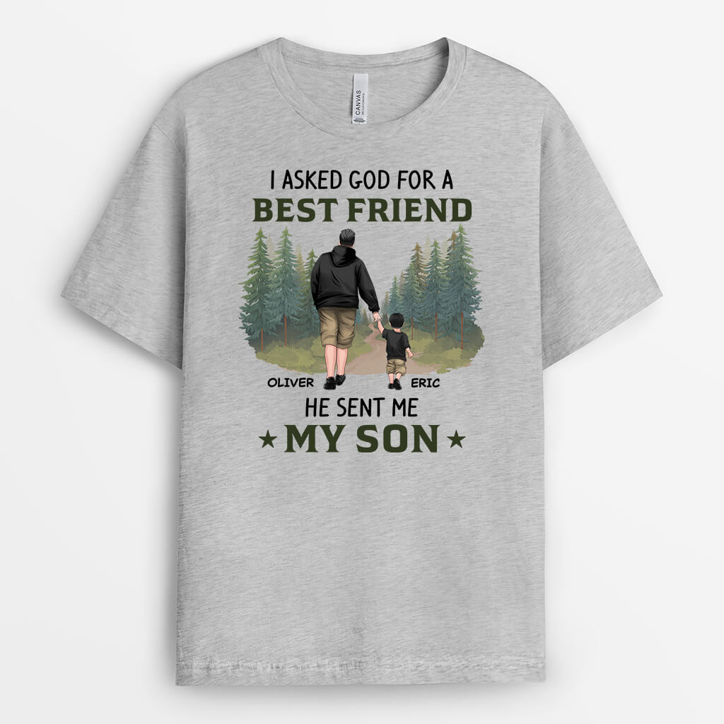 2066AUK1 personalised personalized i asked god for a best friend a princess and he sent me my son daughter t shirt_2