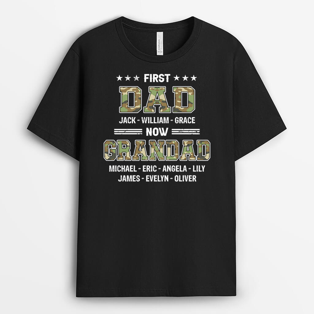 Personalised First Dad Now Grandad T-shirt