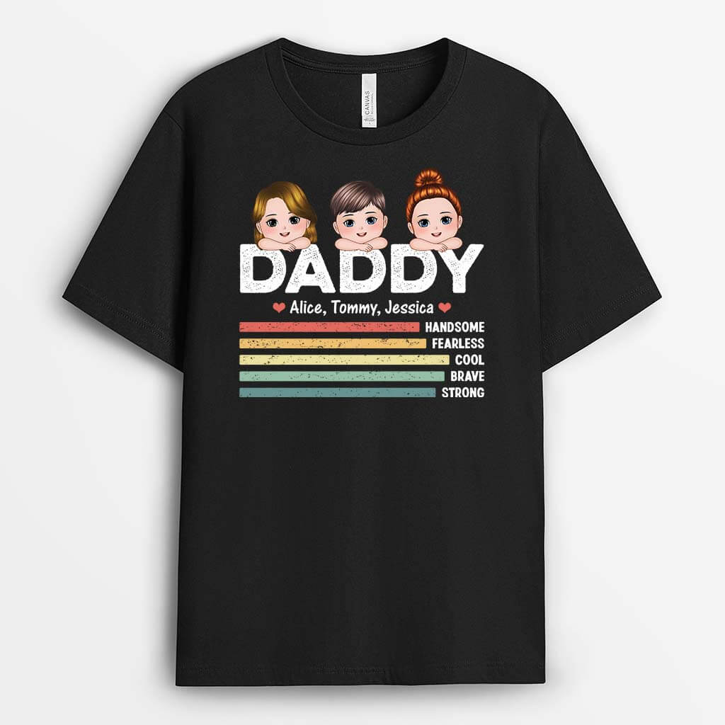 Personalised Handsome, Fearless And Cool Daddy T-shirt