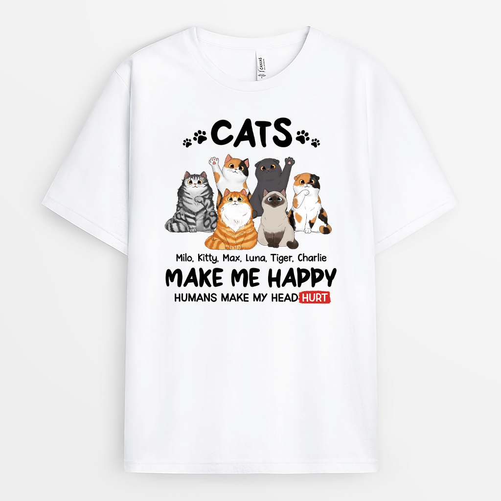 Personalised Cats Make Me Happy T-Shirts