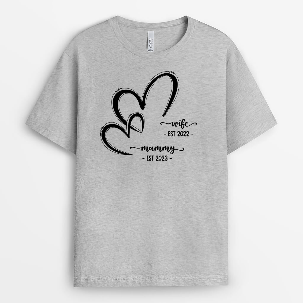 2128AUK2 personalised best wife mummy grandma with heart t shirt