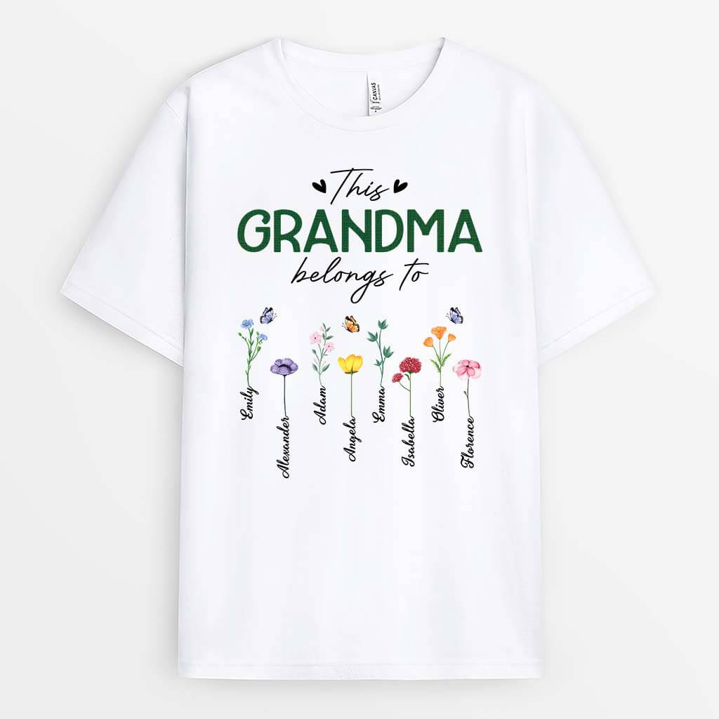 Personalised This Mummy/Grandma Belongs To Flowers T-Shirt