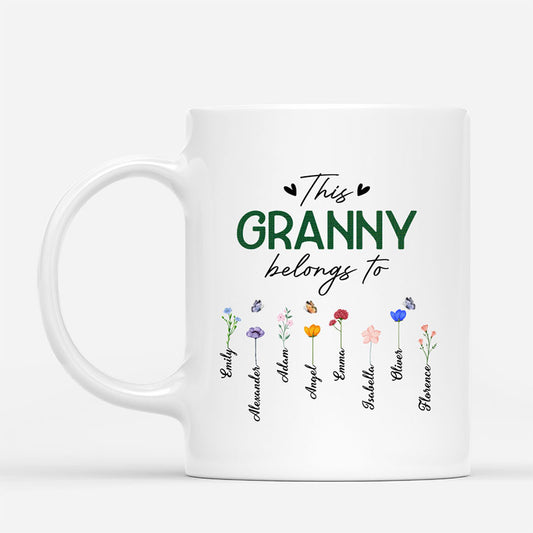 2132MUK1 personalised this granny belongs to mug with flowers for grandmamum 2132m8v7a