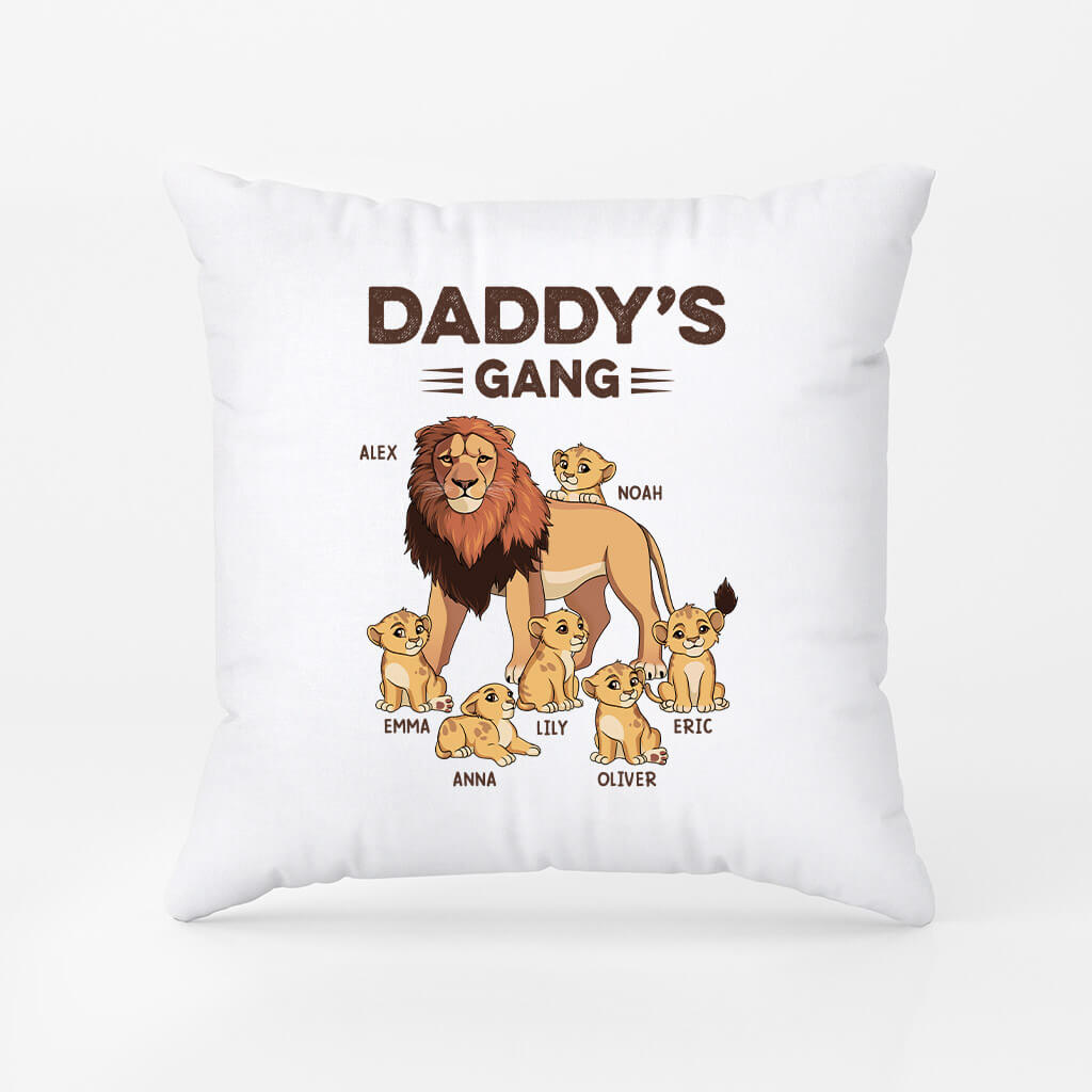 Personalised Daddy/Grandad's Lion Gang Pillow