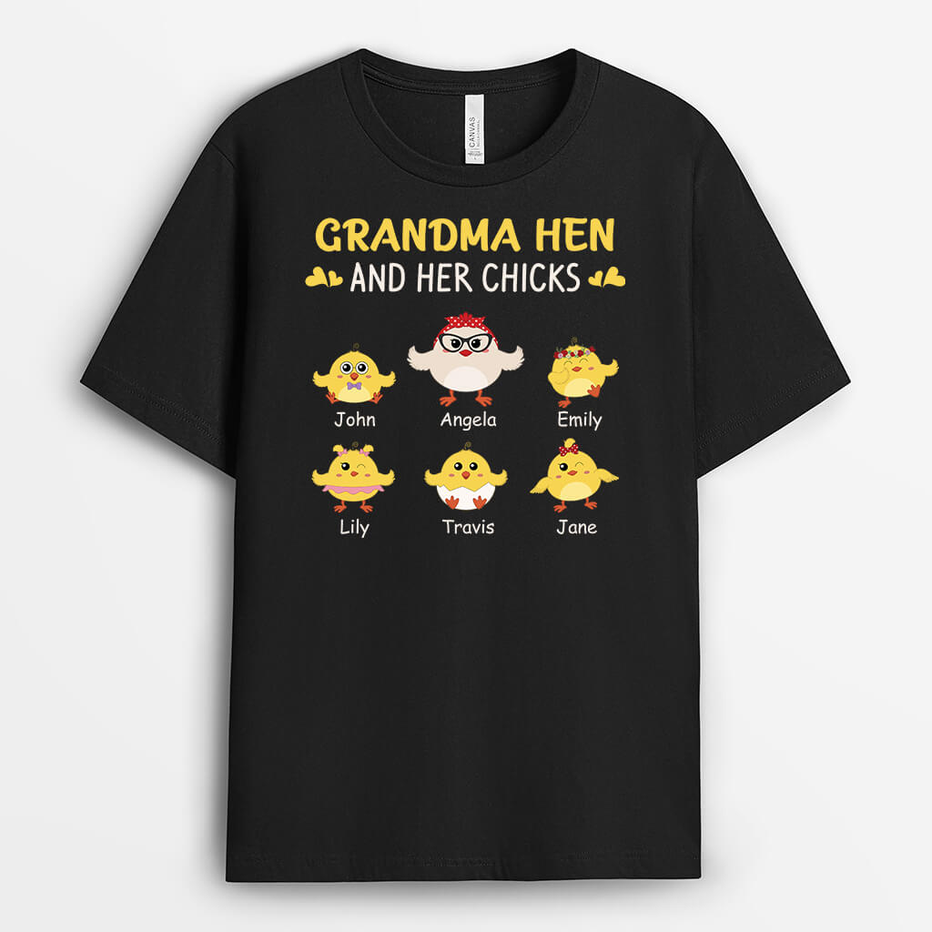 Personalised Granny Hen And Her Chicks T-shirt
