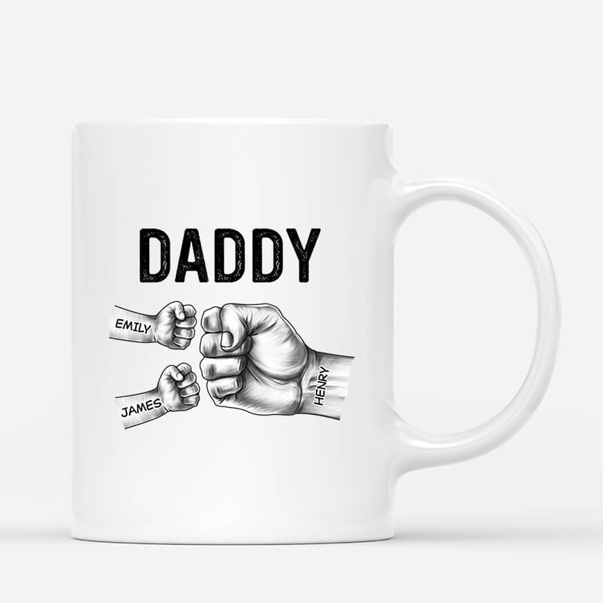 Personalised Daddy And Kids Fists Bump Mug