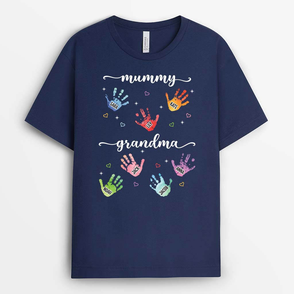 Personalised Daddy/Grandad With Kids' Hand Print T-Shirt