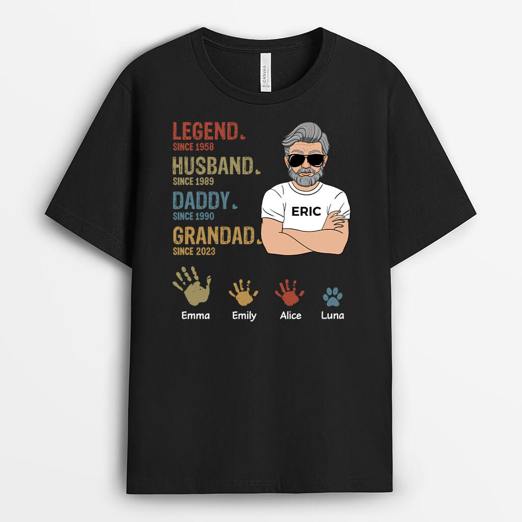 Personalised From Legend, Husband, Daddy To Grandad T-Shirt