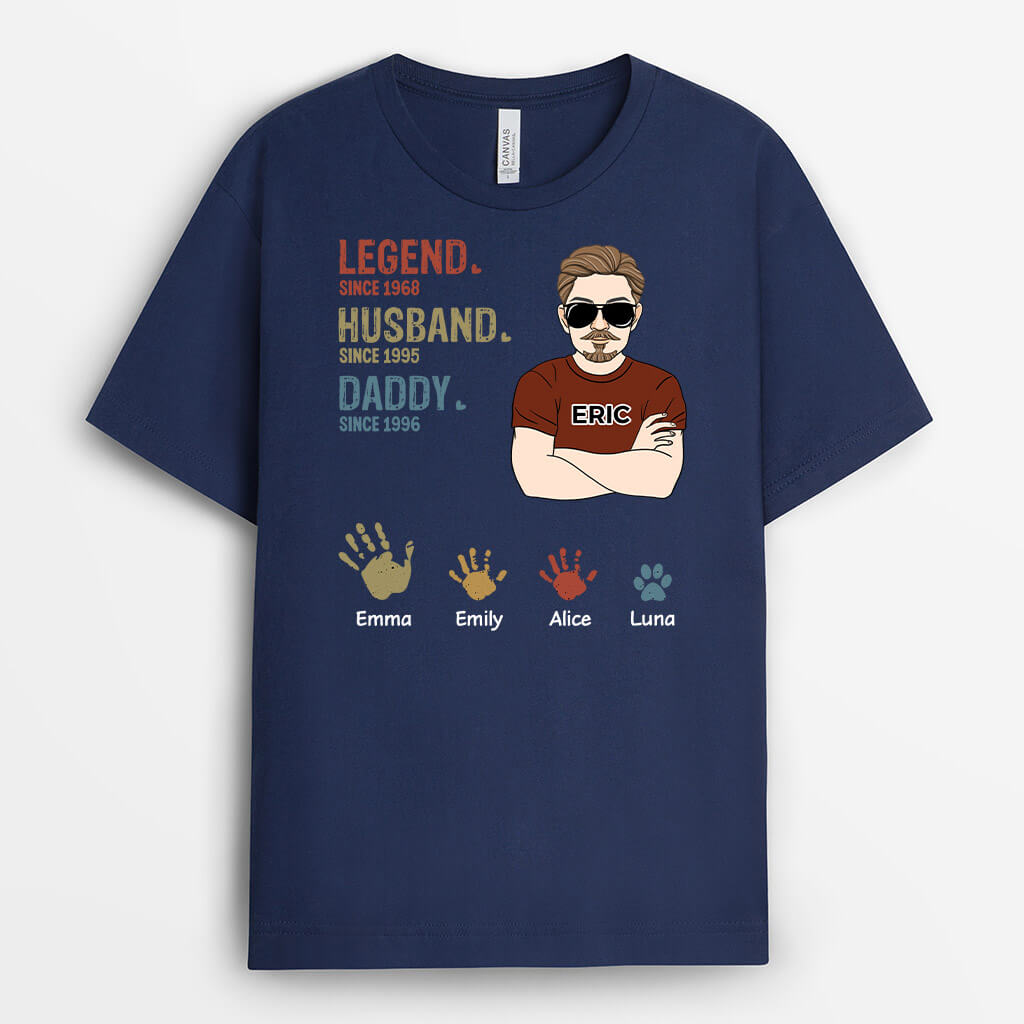 Personalised From Legend, Husband, Daddy To Grandad T-Shirt