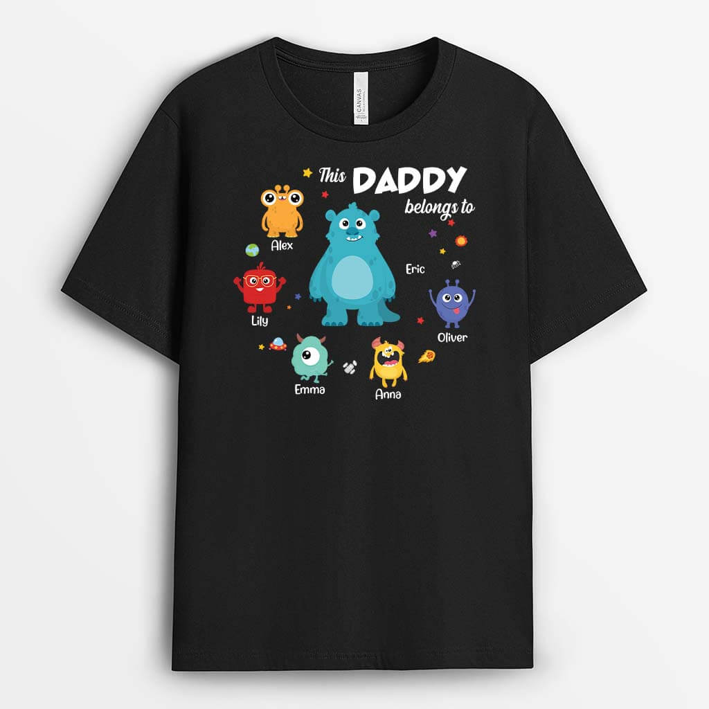 Personalised This Dad Belongs To Little Monsters T-Shirt